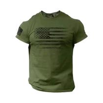 Camiseta Masculina De Verão Para Treino Muscular, Respirável, Gola Redonda, Estampa De Bandeira,
