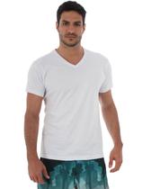 Camiseta Masculina Decote V Algodão Slim Fit Branca