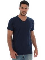 Camiseta Masculina Decote V Algodão Slim Fit Marinho