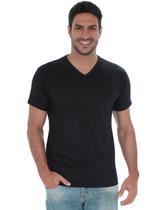 Camiseta Masculina Decote V Algodão Slim Fit Preta