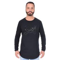 Camiseta Masculina Dgn Swag Manga Longa C/ Punho Strass Camiseta Masculina Dgn Swag Manga Longa C/ Punho Strass