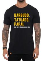 Camiseta Masculina Dia Dos Pais Camisa Papai Tatuado Barbudo