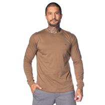 Camiseta Masculina Dixie Manga Longa Logo Bordado Marrom Camiseta Masculina Dixie Manga Longa Logo Bordado Marrom