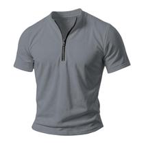 Camiseta masculina Domirica Gym Quick Dry Half Zip Summer 5GG cinza Camiseta masculina Domirica Gym Quick Dry Half Zip Summer 5GG cinza