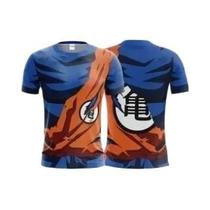 Camiseta Masculina Dragon Ball Z Goku Com Estampa 3D, Símbolo Kanji, Listras E Gráfico Do Personagem