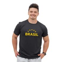 Camiseta Masculina Dry Fit Estampa Escrito Brasil