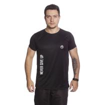 Camiseta Masculina Dry Fit para Caminhada. Corrida e Academia - Preto