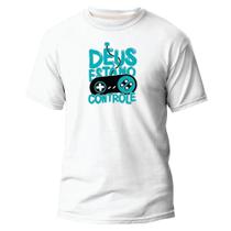 Camiseta Masculina e Feminina "Deus esta no Controle" 100% Algodão Moda Evangélica