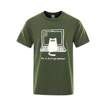 Camiseta Masculina Engraçada Com Estampa De Gato Programador, Mistura De Algodão, Casual, Solta,