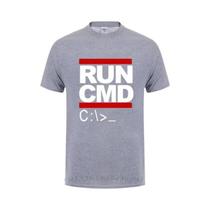 Camiseta Masculina Engraçada Run Cmd Programmer, Verão 2023, Manga Curta, Algodão, Presente De