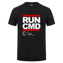 Camiseta Masculina Engraçada Run Cmd Programmer, Verão 2023, Manga Curta, Algodão, Presente De