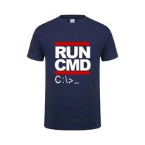 Camiseta Masculina Engraçada Run Cmd Programmer, Verão 2023, Manga Curta, Algodão, Presente De