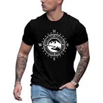 Camiseta Masculina Estampa Bússola Landscape 100% Algodão Estilo