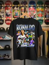 Camiseta Masculina Estampa Cristiano Ronaldo CR7 Algodão 30.1 Premium Casual Masculina Esportes Cor:PretoTamanho:P