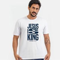 Camiseta Masculina estampa escrita JESUS IS KING -100% Algodão 30.1