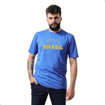 Camiseta Masculina Estampa Escrito Brasil Algodão Confortável