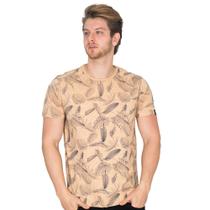 Camiseta Masculina Estampa Floral Casual Gola Redonda