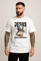 Camiseta Masculina Estampa Jesus Camisa Cristã Visual Sóbrio Mensagem Devoção Fé Autêntica Dia A Dia Caimento Regular
