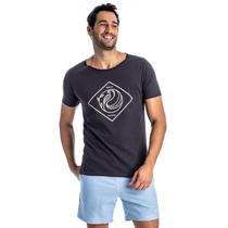 Camiseta masculina estampa na frente grafismo Onda, malha 100% algodão