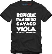 Camiseta Masculina Estampa Samba Repique Pandeiro Cavaco Viola Algodão Manga Curta
