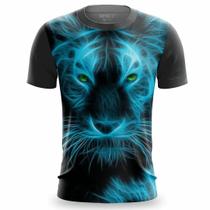 Camiseta Masculina Estampa Tiger Blue Neon Camisa Casual Verão