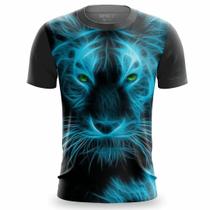 Camiseta Masculina Estampa Tiger Blue Neon Camisa Causal Verão