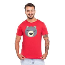 camiseta masculina estampa Urso Algodão gola redonda Básica