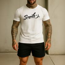 Camiseta Masculina Estampada 246 Smile Algodão Blusa Gola Redonda