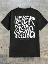 Camiseta Masculina Estampada Academia Casual Algodão Never Camiseta Masculina Estampada Academia Casual Algodão Never