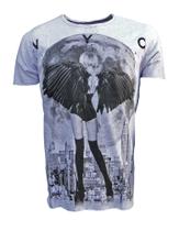 Camiseta Masculina Estampada Anjo New York - 100% Algodão Penteado Encorpado Premium - Nyc Cinza Camiseta Masculina Estampada Anjo New York - 100% Algodão Penteado Encorpado Premium - Nyc Cinza