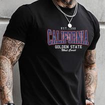 Camiseta Masculina Estampada Casual Algodão Califórnia