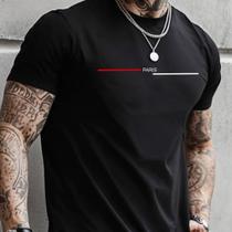 Camiseta Masculina Estampada Casual Algodão Conforto Paris