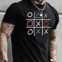 Camiseta Masculina Estampada Casual Algodão Jogo Da Velha