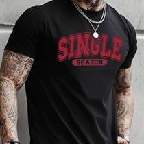 Camiseta Masculina Estampada Casual Algodão Single Season