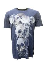Camiseta Masculina Estampada Caveira e Rosas - 100% Algodão Penteado Encorpado Premium