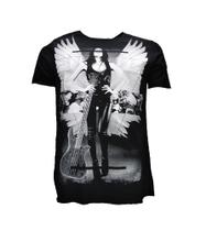 Camiseta Masculina Estampada Caveira Mexicana Cruz Rock Flor Mulher India Algodao Penteado