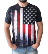 Camiseta Masculina Estampada Estados Unidos USA Floral Camisa Algodao