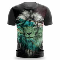Camiseta Masculina Estampada Lion Camisa Leão Tecido Macio