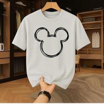 Camiseta Masculina Estampada Mickey Cabeça Disney 100 Algodão Streetwear