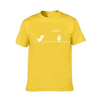 Camiseta Masculina Estampada Mosaic Game Cactus Dinosaur Engraçada Casual Manga Curta Streetwear