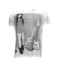 Camiseta Masculina Estampada Mulher Guitarra - 100% Algodão Penteado Encorpado Premium - ROCK