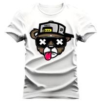 Camiseta Masculina Estampada Urso Boné Bolado Camisa Bt146