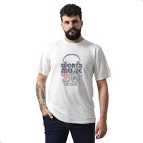 Camiseta Masculina Estampada World Music Algodão