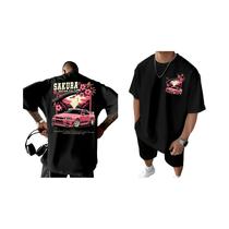 Camiseta Masculina Estilo Solto Com Estampa Gráfica De Corrida Japonesa Sakura Motorsport Flores De Camiseta Masculina Estilo Solto Com Estampa Gráfica De Corrida Japonesa Sakura Motorsport Flores De