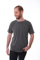 Camiseta Masculina Estonada Cinza Estampa Logomarca Lateral