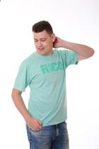 Camiseta Masculina Estonada Verde Água Estampa Rico Sublime