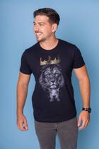 Camiseta masculina evangélica de algodão leão e cordeiro