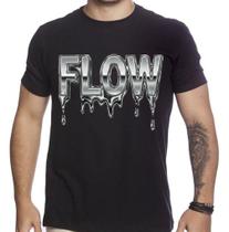 Camiseta Masculina "FLOW", Chrome Effect, Melting Or Liquid Distortion Streetwear Blusa 100% Algodão