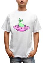 Camiseta Masculina Gato Cat Abduzido Nave