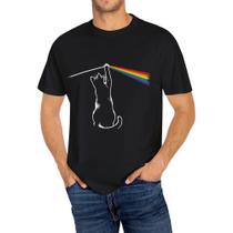 Camiseta Masculina Gato Rock Musica Pink Floyd Cat Floyd 100% Algodão